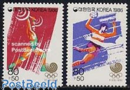 Delcampe - Korea, South 1986 Olympic Games Seoul 2v, Mint NH, Sport - Handball - Olympic Games - Weightlifting - Balonmano