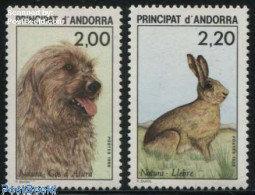 Delcampe - Andorra, French Post 1988 Nature Protection 2v, Mint NH, Nature - Animals (others & Mixed) - Dogs - Rabbits / Hares - Unused Stamps