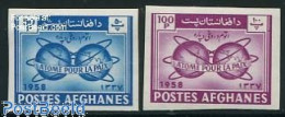 Delcampe - Afghanistan 1958 Atom For Peace 2v Imperforated, Mint NH, Science - Atom Use & Models - Afghanistan
