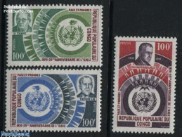 Delcampe - Congo Republic 1970 UNO 25th Anniversary 3v, Mint NH, History - United Nations - Autres & Non Classés