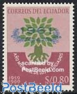 Delcampe - Ecuador 1964 Refugees Blue Overprint 1v, Mint NH, History - Refugees - Réfugiés