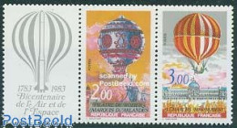 Delcampe - France 1983 Aviation Bi-centenary 2v+tab [::T], Mint NH, Transport - Various - Balloons - Mills (Wind & Water) - Neufs
