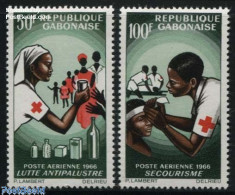 Delcampe - Gabon 1966 Red Cross 2v, Mint NH, Health - Red Cross - Nuovi