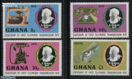 Delcampe - Ghana 1976 Telephone Centenary 4v, Mint NH, Science - Telecommunication - Telephones - Télécom