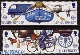 Delcampe - Guernsey 1988 Europa 2x2v [:], Mint NH, History - Nature - Sport - Transport - Europa (cept) - Horses - Cycling - Post.. - Cyclisme
