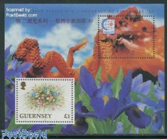 Delcampe - Guernsey 1995 Singapore 1995 S/s, Mint NH, Nature - Flowers & Plants - Philately - Guernsey