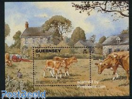 Delcampe - Guernsey 1992 Agriculture S/s, Mint NH, Nature - Animals (others & Mixed) - Cats - Cattle - Guernsey
