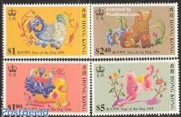 Delcampe - Hong Kong 1994 Year Of The Dog 4v, Mint NH, Nature - Various - Dogs - New Year - Ongebruikt