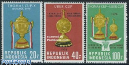 Delcampe - Indonesia 1976 Thomas Cup Winners 3v, Mint NH, Sport - Badminton - Sport (other And Mixed) - Badminton