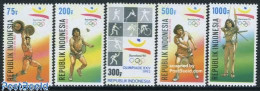 Delcampe - Indonesia 1992 Olympic Games Barcelona 5v, Mint NH, Sport - Badminton - Olympic Games - Shooting Sports - Tennis - Wei.. - Badminton