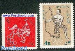 Delcampe - Iran/Persia 1964 Olympic Games Tokyo 2v, Mint NH, Nature - Sport - Horses - Olympic Games - Shooting Sports - Waffenschiessen