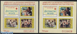 Delcampe - North Macedonia 1993 Red Cross 2 S/s (perf. & Imperf.), Mint NH, Health - Disabled Persons - Health - Red Cross - Handicaps