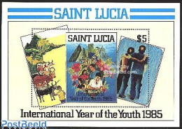 Delcampe - Saint Lucia 1985 Int. Youth Year S/s, Mint NH, Nature - Various - Cattle - International Youth Year 1984 - St.Lucia (1979-...)