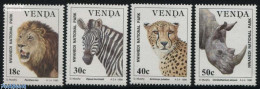Delcampe - South Africa, Venda 1990 Animal Protection 4v, Mint NH, Nature - Animals (others & Mixed) - Cat Family - Rhinoceros - .. - Venda