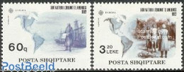 Delcampe - Albania 1992 Europa, Discovery Of America 2v, Mint NH, History - Transport - Various - Europa (cept) - Explorers - Shi.. - Explorateurs