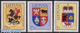 Delcampe - Lithuania 1999 City Coat Of Arms 3v, Mint NH, History - Nature - Coat Of Arms - Horses - Litauen