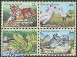 Delcampe - United Nations, New York 1999 Endangered Animals 4v [+], Mint NH, Nature - Animals (others & Mixed) - Birds - Cat Fami.. - Autres & Non Classés