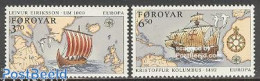 Delcampe - Faroe Islands 1992 Europa, Discovery Of America 2v, Mint NH, History - Transport - Various - Europa (cept) - Explorers.. - Explorateurs