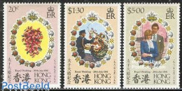 Delcampe - Hong Kong 1981 Charles & Diana Wedding 3v, Mint NH, History - Nature - Charles & Diana - Kings & Queens (Royalty) - Fl.. - Ongebruikt