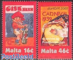 Delcampe - Malta 2003 Europa 2v, Mint NH, History - Various - Europa (cept) - Folklore - Art - Poster Art - Malta