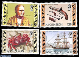 Delcampe - Ascension 1982 Charles Darwin 4v, Mint NH, History - Nature - Transport - Various - Explorers - Animals (others & Mixe.. - Explorateurs