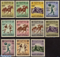 Delcampe - Afghanistan 1962 Asian Games 11v, Mint NH, Nature - Sport - Horses - Football - Olympic Games - Sport (other And Mixed.. - Pesistica