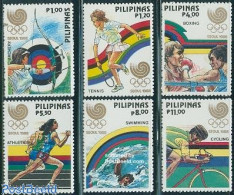 Delcampe - Philippines 1988 Olympic Games Seoul 6v, Mint NH, Sport - Cycling - Olympic Games - Swimming - Tennis - Cyclisme