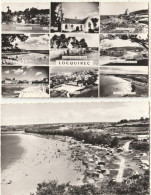 Delcampe - LOCQUIREC - 2 CPSM : Multi Vues - Plage Du Fond De La Baie Et Camping - Locquirec