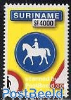Delcampe - Suriname, Republic 2004 Traffic Sign 1v, Horses, Mint NH, Nature - Transport - Horses - Traffic Safety - Accidents & Sécurité Routière