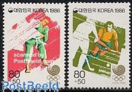 Delcampe - Korea, South 1986 Olympic Games Seoul 2v, Mint NH, Sport - Hockey - Judo - Olympic Games - Rasenhockey