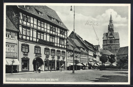 Delcampe - AK Osterode /Harz, Alte Häuser Und Schuhgeschäft Am Markt - Osterode