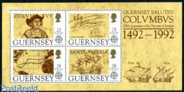 Delcampe - Guernsey 1992 Europa, Discovery Of America S/s, Mint NH, History - Transport - Various - Europa (cept) - Explorers - S.. - Explorateurs
