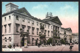 Delcampe - AK Karlsruhe I. B., Blick Aufs Rathaus - Karlsruhe