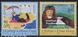 Delcampe - Serbia/Montenegro 2006 Europa, Integration 2v, Mint NH, History - Nature - Europa (cept) - Cat Family - Penguins - Art.. - Autres & Non Classés