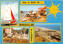 Delcampe - MARSEILLAN PLAGE La Plage Le Centre Commercial Le Camping Beauregard La Jetee Vue Aerienne 14(scan Recto-verso) MA923 - Marseillan