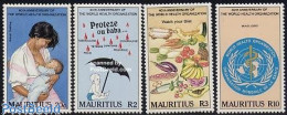 Delcampe - Mauritius 1988 40 Years W.H.O. 4v, Mint NH, Health - Nature - Food & Drink - Health - Fish - Fruit - Alimentation