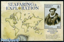 Delcampe - Solomon Islands 2009 Alvaro De Mendana De Neira S/s, Mint NH, History - Transport - Various - Explorers - Ships And Bo.. - Explorateurs