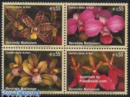 Delcampe - United Nations, Vienna 2005 Endangered Flowers 4v [+], Mint NH, Nature - Flowers & Plants - Orchids - Autres & Non Classés