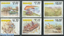 Delcampe - Zimbabwe 1999 Tourism 6v, Mint NH, Nature - Sport - Transport - Various - Elephants - Giraffe - Kayaks & Rowing - Moun.. - Remo