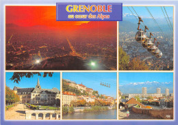 Delcampe - GRENOBLE Panorama Sur La Ville Au Crepuscule Le Telepherique De La Bastille Le Musee 6(scan Recto-verso) MA984 - Grenoble