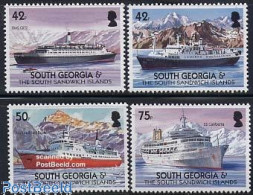 Delcampe - South Georgia / Falklands Dep. 2004 Merchant Ships 4v, Mint NH, Sport - Transport - Mountains & Mountain Climbing - Sh.. - Escalada