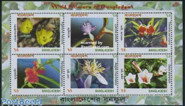 Delcampe - Bangladesh 2004 Flowers 6v M/s, Mint NH, Nature - Flowers & Plants - Bangladesch