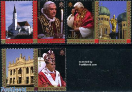 Delcampe - Vatican 2007 Pope 80th Birthday 3v+tabs, Mint NH, Religion - Churches, Temples, Mosques, Synagogues - Pope - Neufs