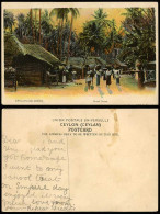 Delcampe - Ceylon Old Postcard Native Huts Houses Colombo Village Street Scene Coolies Palm - Sri Lanka (Ceylon)