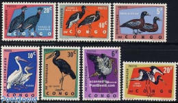 Delcampe - Congo (Kinshasa) 1963 Birds 7v, Mint NH, Nature - Birds - Storks - Geese - Autres & Non Classés