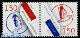 Delcampe - Kazakhstan 2008 Europa, The Letter 2v [:], Mint NH, History - Nature - Europa (cept) - Birds - Kasachstan