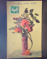 Delcampe - 1691 THEME . CUEILLIES POUR VOUS . BOUQUET DE FLEURS DANS UN VASE . OBLITEREE - Blumen