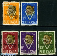 Delcampe - Congo (Kinshasa) 1961 Overprinted Pour Les Orphelins 5v, Mint NH, Nature - Cat Family - Autres & Non Classés