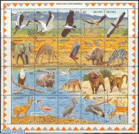 Delcampe - Uganda 1989 Waterpond 20v M/s, Mint NH, Nature - Animals (others & Mixed) - Birds - Birds Of Prey - Elephants - Giraff.. - Autres & Non Classés