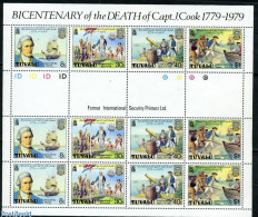 Delcampe - Tuvalu 1979 Death Of James Cook M/s, Mint NH, History - Transport - Explorers - Ships And Boats - Explorateurs